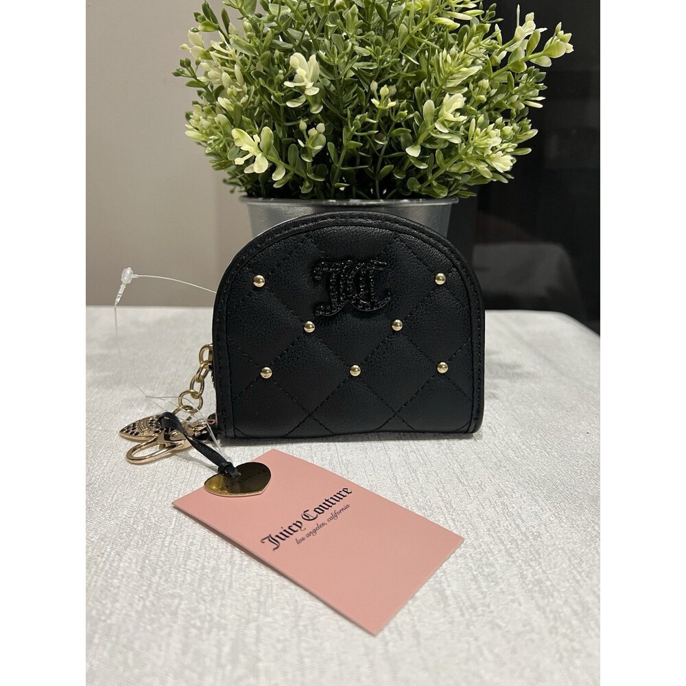 NWT Juicy Couture Holding The Line Half Moon Wallet W/ Inside Mirror  Black